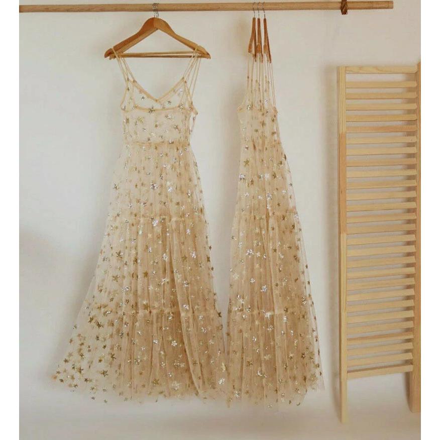 Spaghetti Strap Sheer Sparkly Tulle Cover Up Dress by HitMyNeed