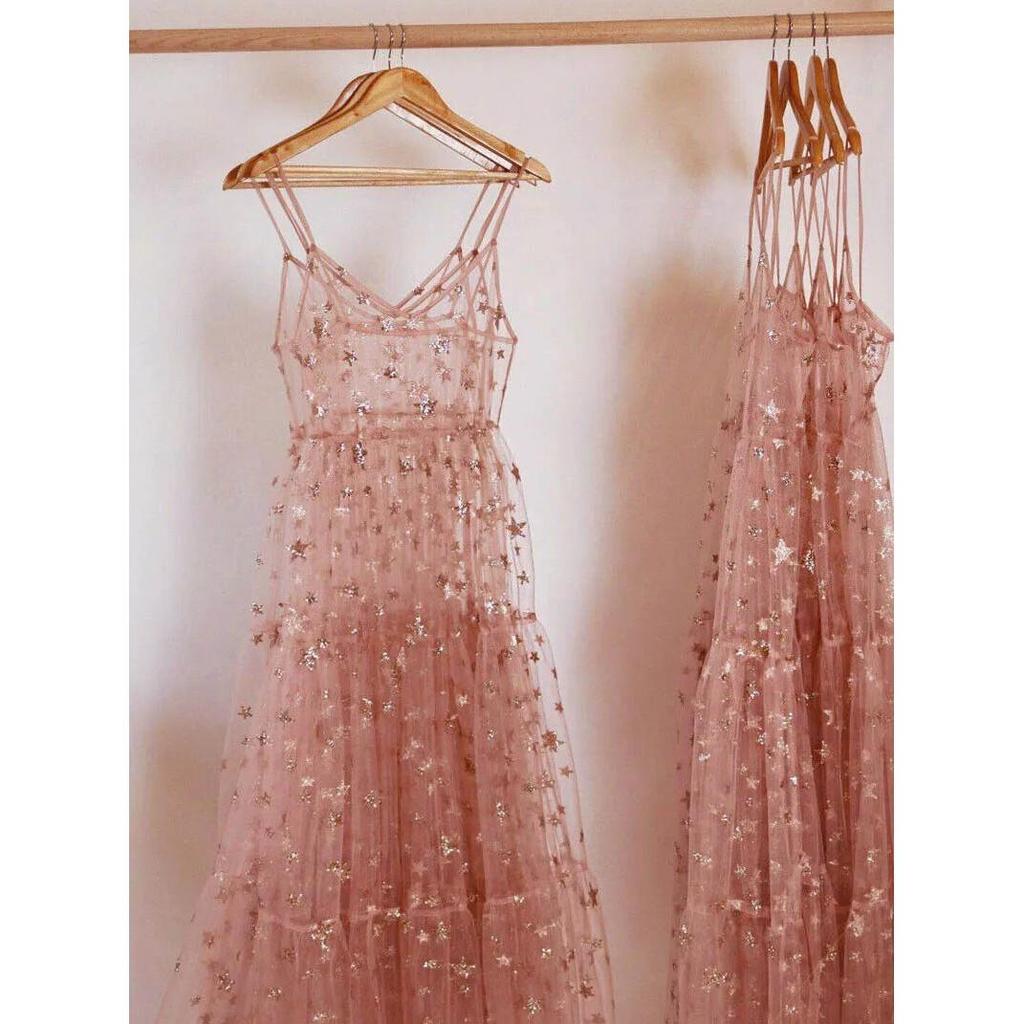 Spaghetti Strap Sheer Sparkly Tulle Cover Up Dress by HitMyNeed