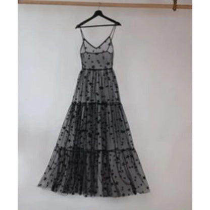 Spaghetti Strap Sheer Sparkly Tulle Cover Up Dress black s by HitMyNeed
