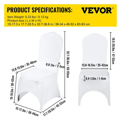 Spandex Wedding Chair Covers 50 or 100 Pack arch-front-white 100pcs by HitMyNeed