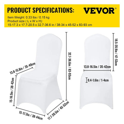 Spandex Wedding Chair Covers 50 or 100 Pack flat-front-white 100pcs by HitMyNeed