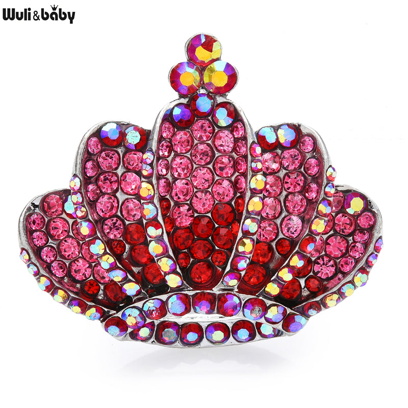 Sparkling Rhinestone Crown Brooch Pin pink by HitMyNeed