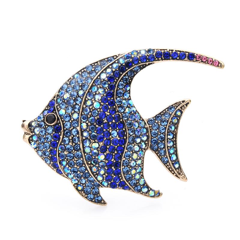 Sparkling Rhinestone Fish Brooch Pin by HitMyNeed