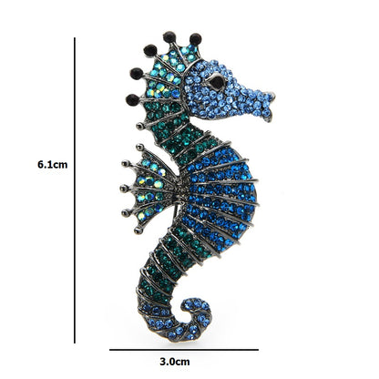 Sparkling Rhinestone Seahorse Brooch Pin by HitMyNeed