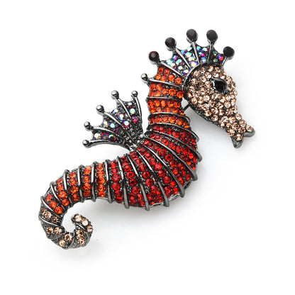 Sparkling Rhinestone Seahorse Brooch Pin by HitMyNeed