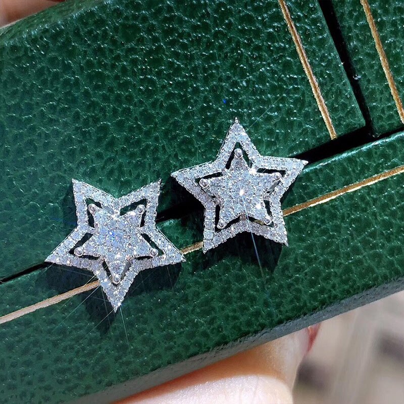 Sparkling Star Stud Earrings for Women by HitMyNeed