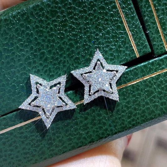 Sparkling Star Stud Earrings for Women by HitMyNeed
