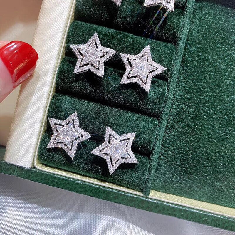 Sparkling Star Stud Earrings for Women by HitMyNeed