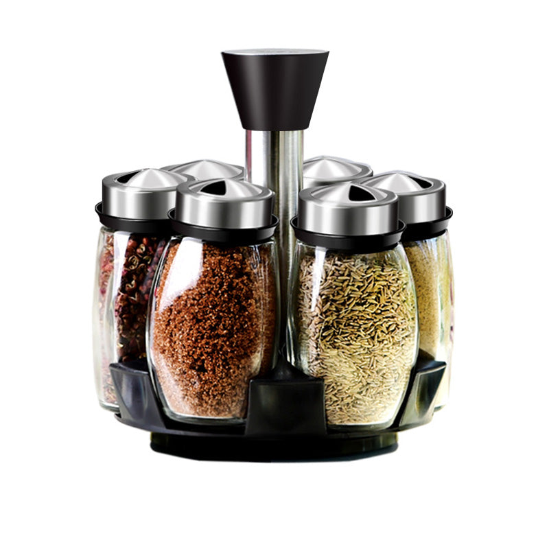 Spice and Condiment Glass Storage Jars Set (7pcs) by HitMyNeed