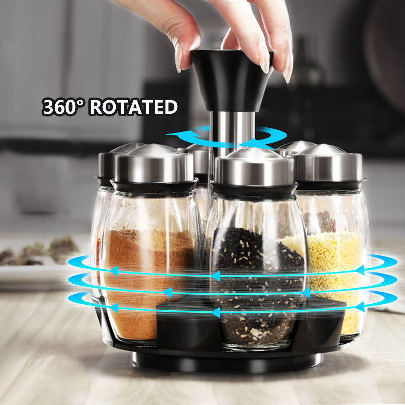 Spice and Condiment Glass Storage Jars Set (7pcs) by HitMyNeed