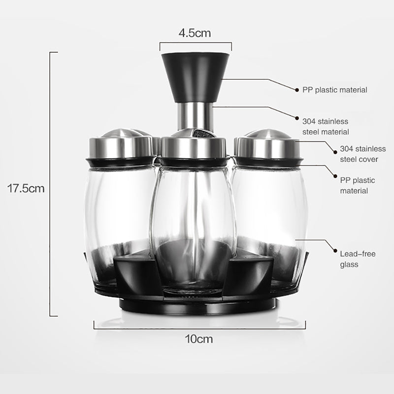 Spice and Condiment Glass Storage Jars Set (7pcs) by HitMyNeed