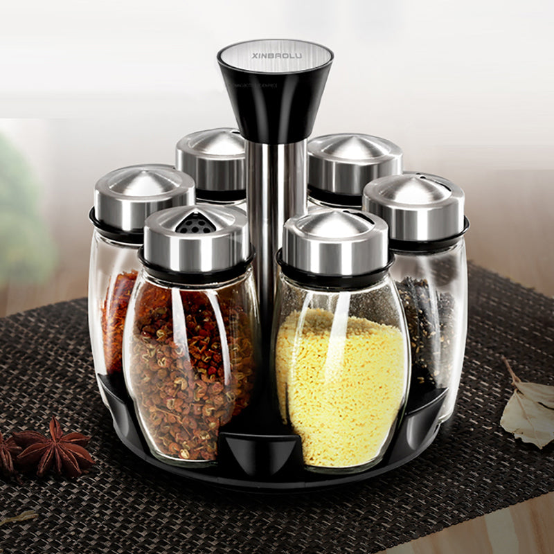 Spice and Condiment Glass Storage Jars Set (7pcs) by HitMyNeed