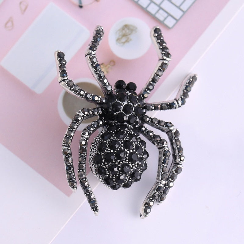 Spider Brooch for Women - Rhinestone Clothing Pin by HitMyNeed