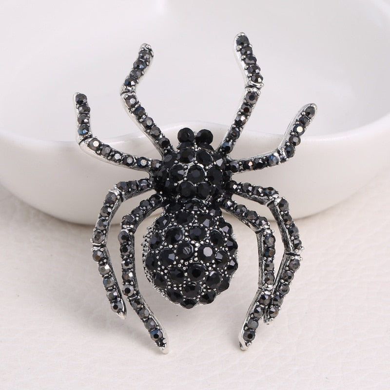 Spider Brooch for Women - Rhinestone Clothing Pin by HitMyNeed