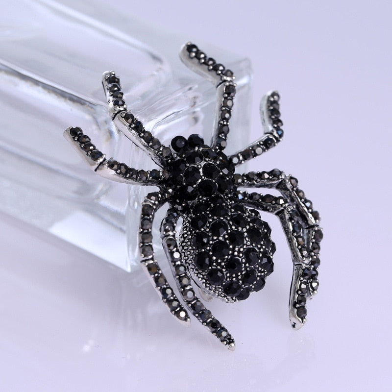 Spider Brooch for Women - Rhinestone Clothing Pin by HitMyNeed