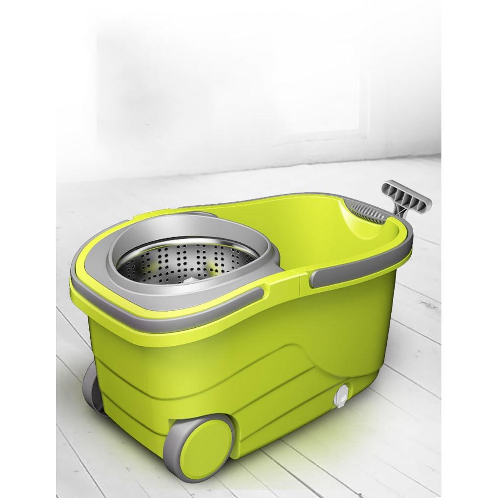 Spin Mop Bucket with Wheels and Microfibre Heads by HitMyNeed