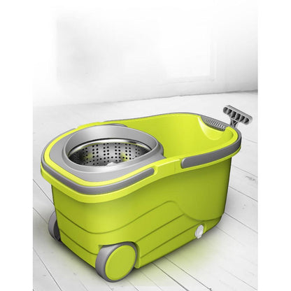 Spin Mop Bucket with Wheels and Microfibre Heads by HitMyNeed
