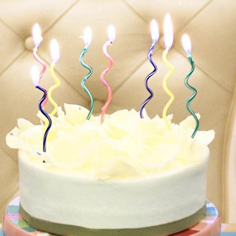 Spiral Birthday Cake Candles Set of 10 with Holders by HitMyNeed
