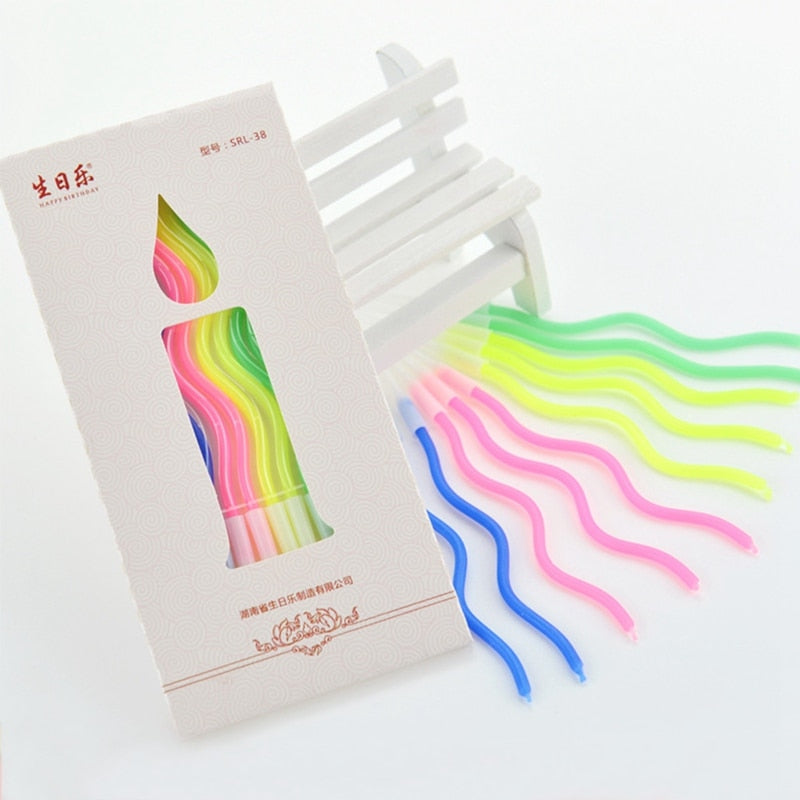 Spiral Birthday Cake Candles Set of 10 with Holders by HitMyNeed