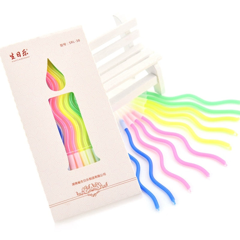 Spiral Birthday Cake Candles Set of 10 with Holders by HitMyNeed