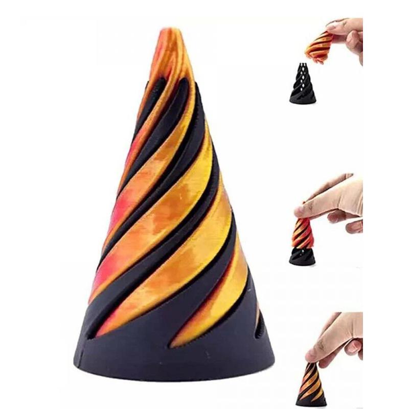 Spiral Cone 3D Printed Helix Fidget Sculpture by HitMyNeed
