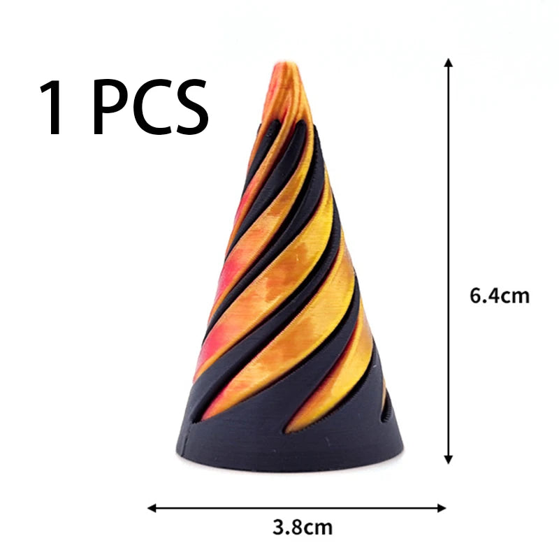 Spiral Cone 3D Printed Helix Fidget Sculpture by HitMyNeed