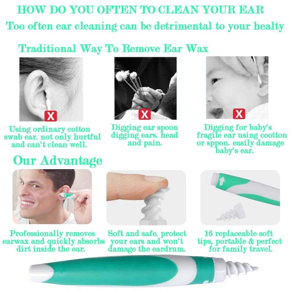 Spiral Ear Cleaner with 16 Silicone Replacement Tips by HitMyNeed