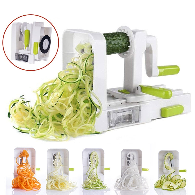 Spiral Vegetable Slicer 5-in-1 Cutter with 5 Blades by HitMyNeed