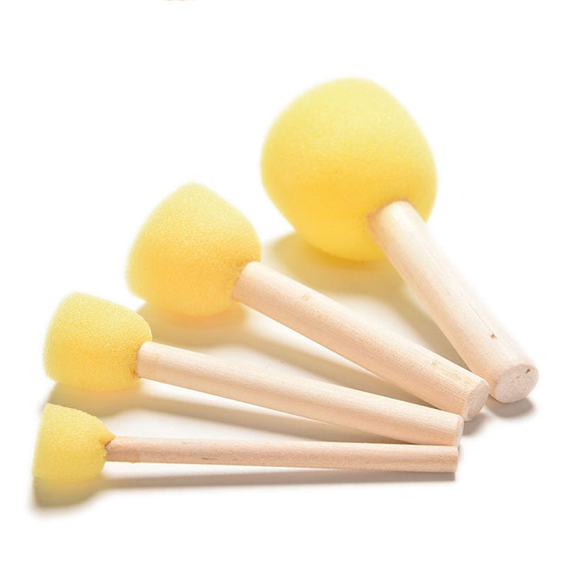Sponge Paint Brushes Set for Kids (4 Pack) by HitMyNeed