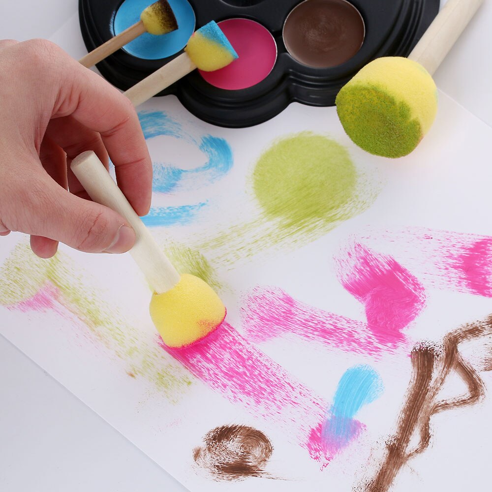 Sponge Paint Brushes Set for Kids (4 Pack) by HitMyNeed