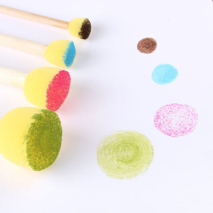 Sponge Paint Brushes Set for Kids (4 Pack) by HitMyNeed
