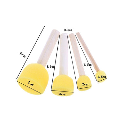 Sponge Paint Brushes Set for Kids (4 Pack) by HitMyNeed
