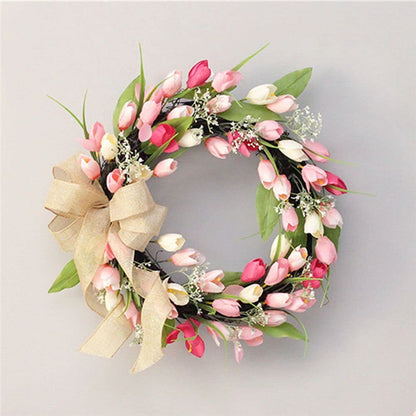 Spring Tulip Door Wreath - 45 cm Floral Door Decor by HitMyNeed