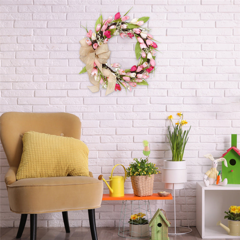 Spring Tulip Door Wreath - 45 cm Floral Door Decor by HitMyNeed