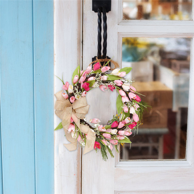 Spring Tulip Door Wreath - 45 cm Floral Door Decor by HitMyNeed