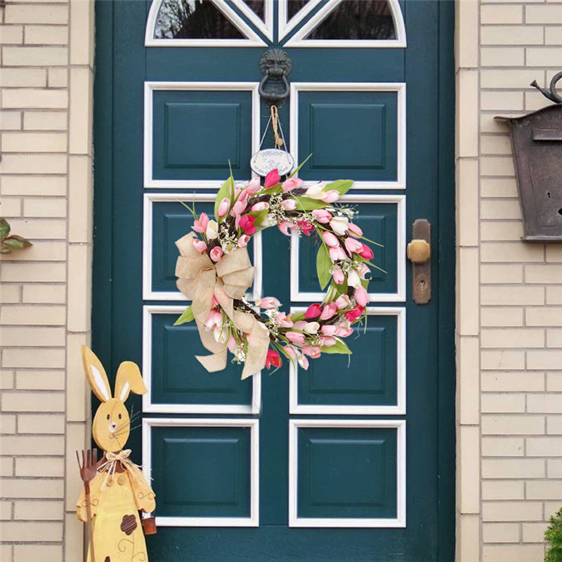 Spring Tulip Door Wreath - 45 cm Floral Door Decor by HitMyNeed