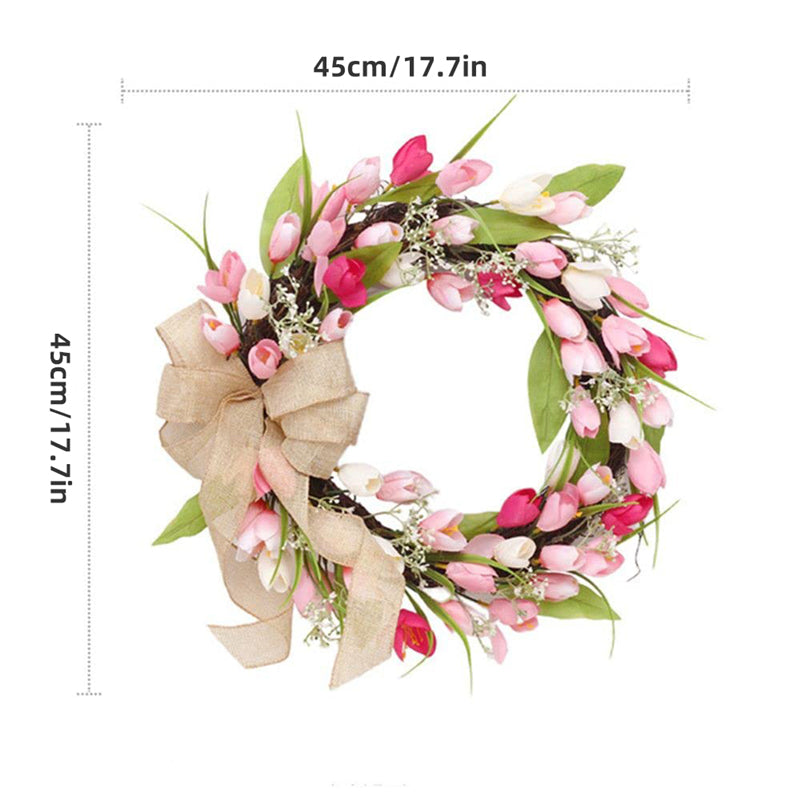 Spring Tulip Door Wreath - 45 cm Floral Door Decor by HitMyNeed