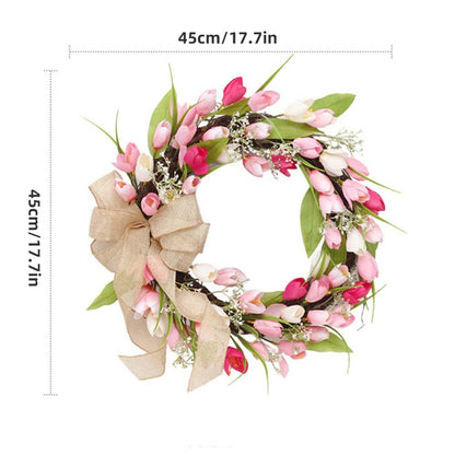 Spring Tulip Door Wreath - 45 cm Floral Door Decor by HitMyNeed
