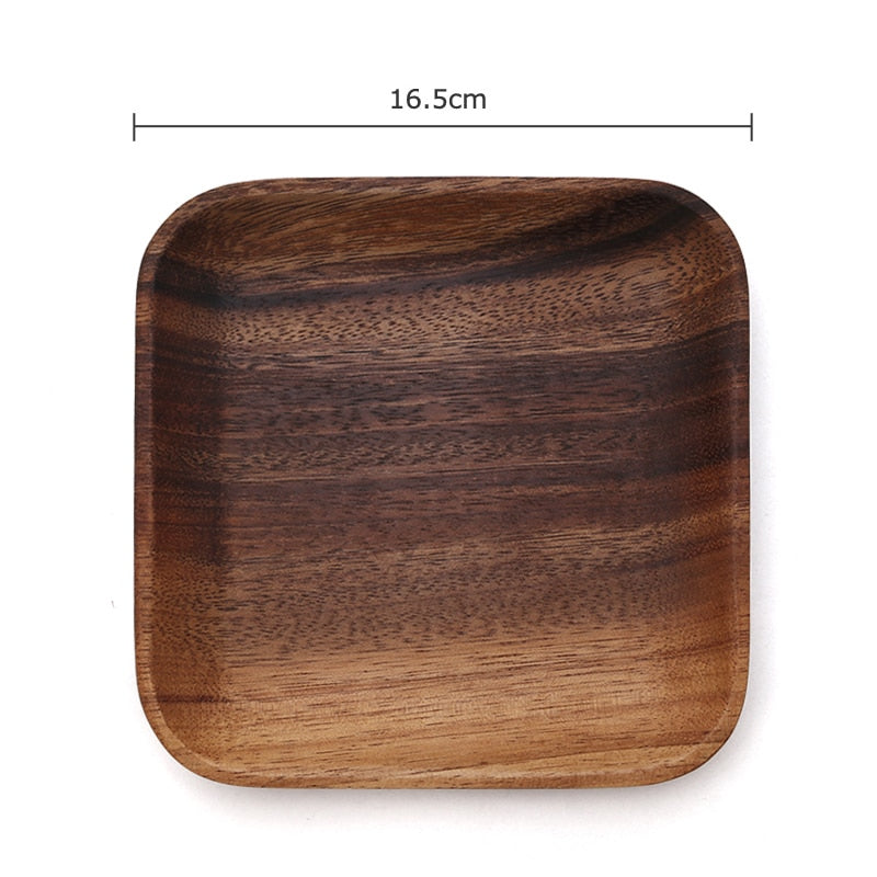 Square Acacia Wood Plates Set of 2, 16.5 cm by HitMyNeed