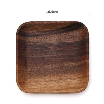 Square Acacia Wood Plates Set of 2, 16.5 cm by HitMyNeed