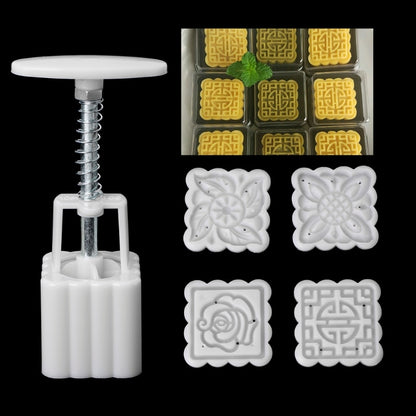 Square Mooncake Press Mold Set with 4 Stamps 50g by HitMyNeed