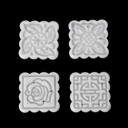 Square Mooncake Press Mold Set with 4 Stamps 50g by HitMyNeed