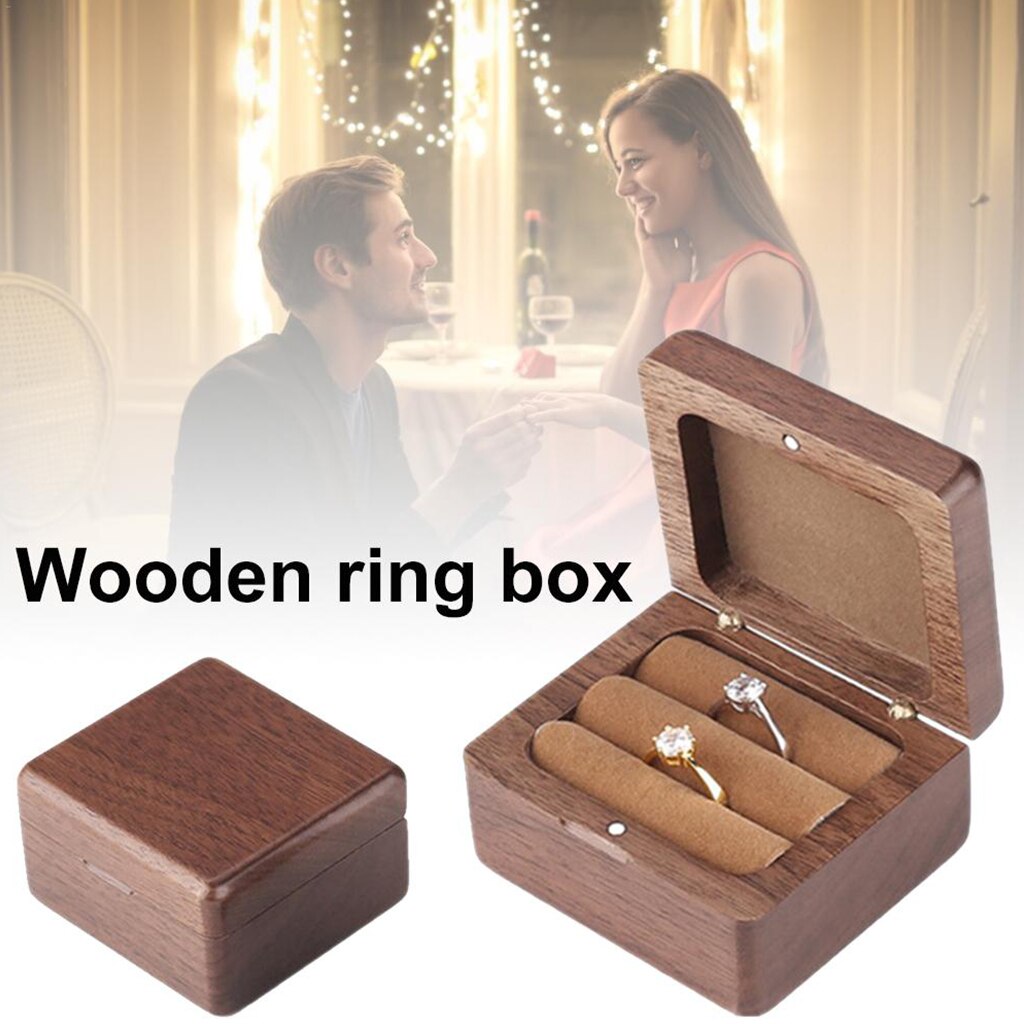Square Natural Wooden Wedding Ring Box by HitMyNeed