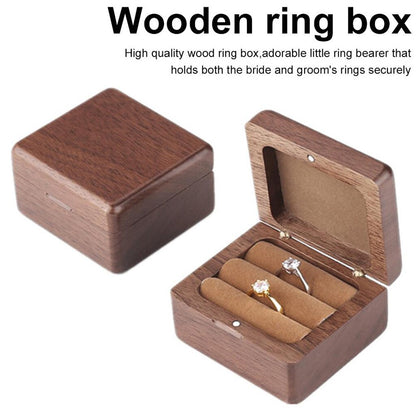 Square Natural Wooden Wedding Ring Box by HitMyNeed