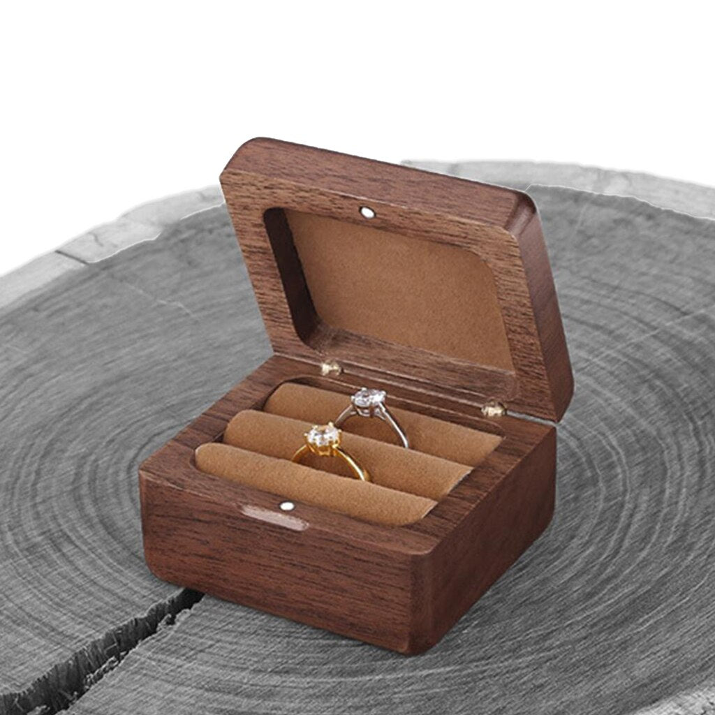 Square Natural Wooden Wedding Ring Box by HitMyNeed