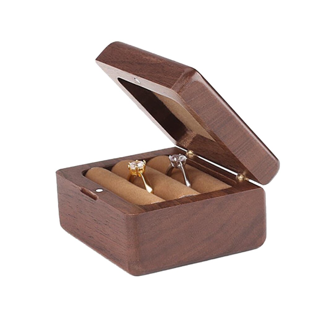 Square Natural Wooden Wedding Ring Box by HitMyNeed