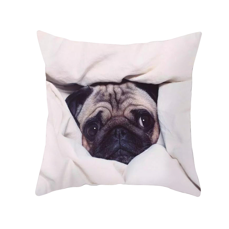 Square Pug Dog Pillowcase 45 x 45cm by HitMyNeed