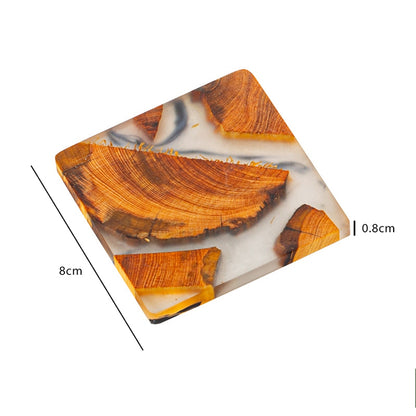 Square Wood and Resin Drink Coaster 8cm by HitMyNeed