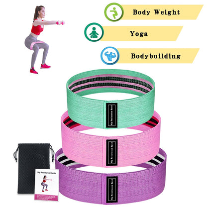 Squat Resistance Bands Set (3 Levels, With Bag) by HitMyNeed