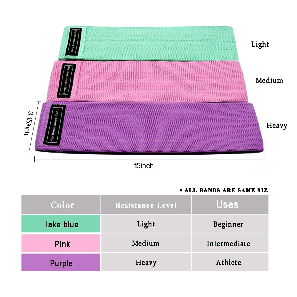 Squat Resistance Bands Set (3 Levels, With Bag) by HitMyNeed